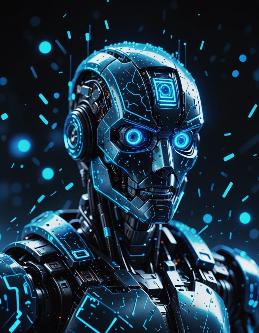 Glitching Master Computer in Futuristic Digital Art