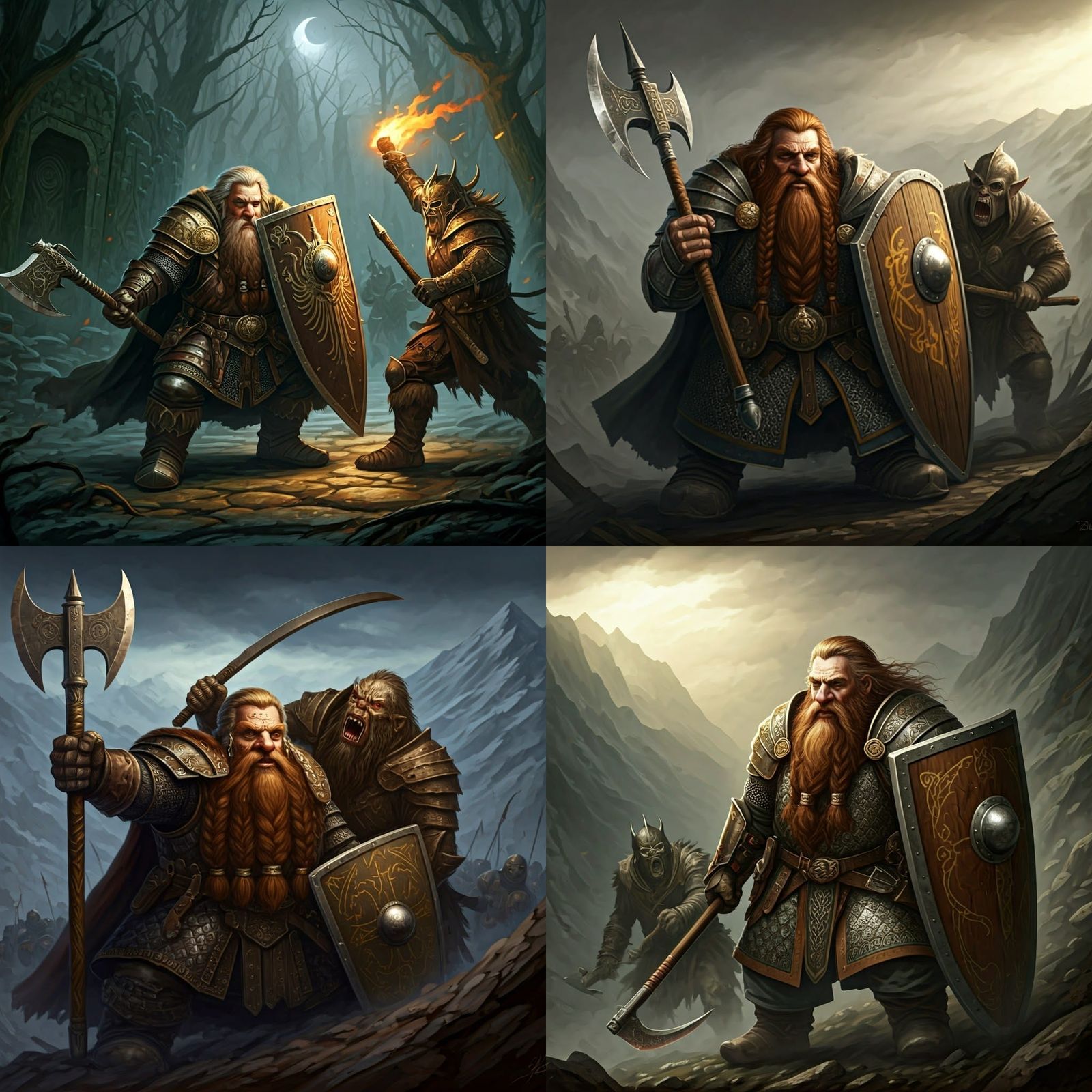 Dwarves Battle Dark Enemies in Medieval Fantasy Style