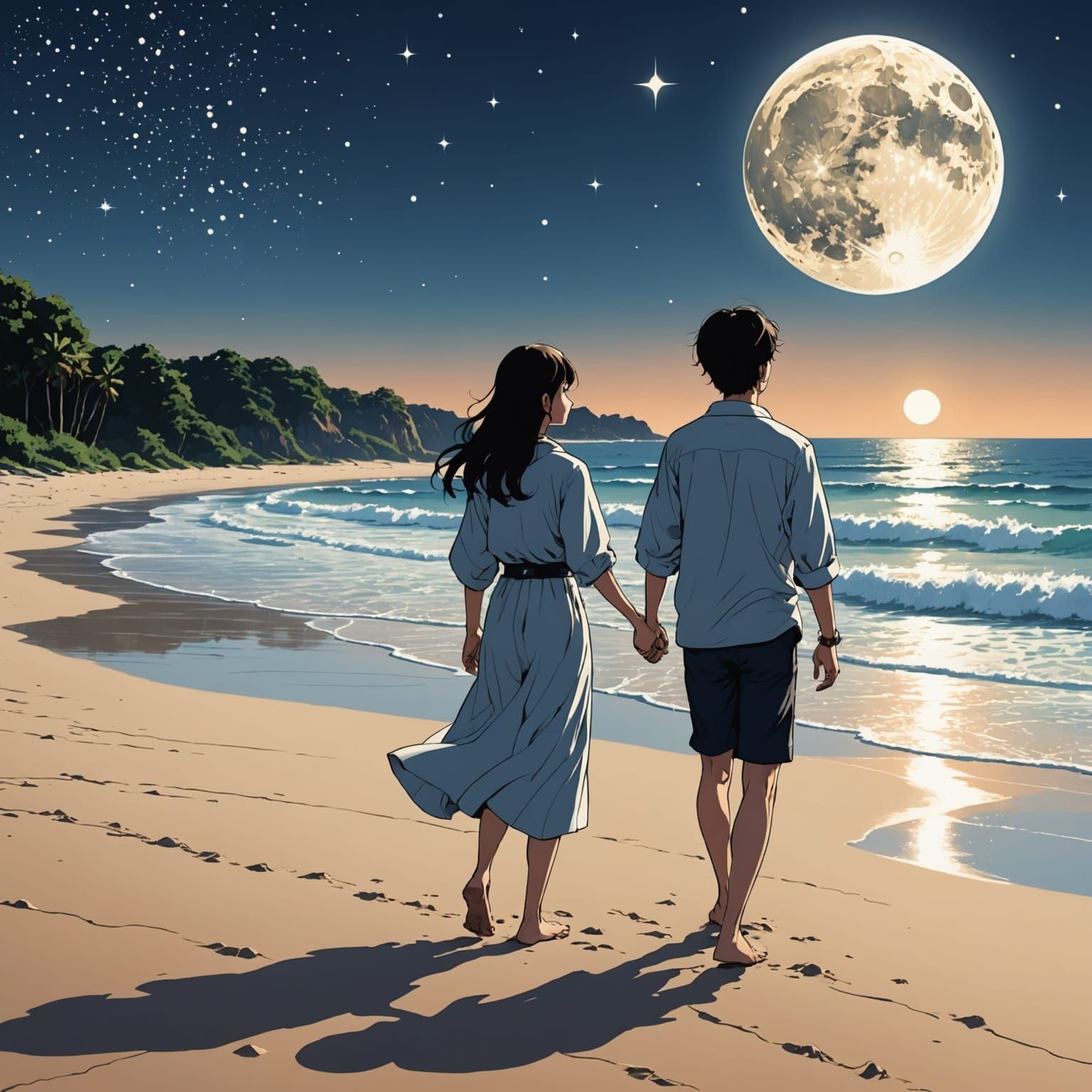 The moon over a Pararakelse Island