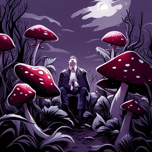 Gothic Victorian Rose Garden in Comic Book Art Style