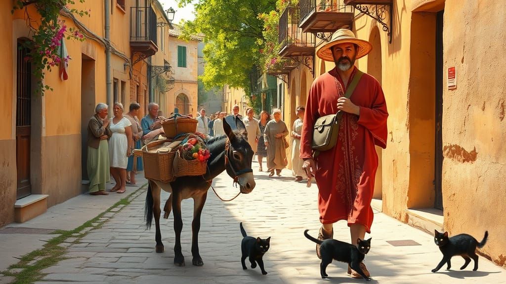 Vibrant Alleyway Scene in Traditional European Style