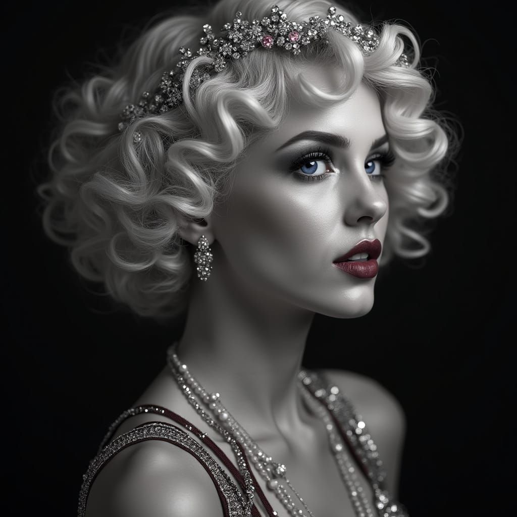 Roaring Twenties Lady in Black and White