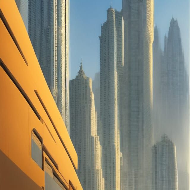 Futuristic Skyscraper Reflects Golden Sunlight