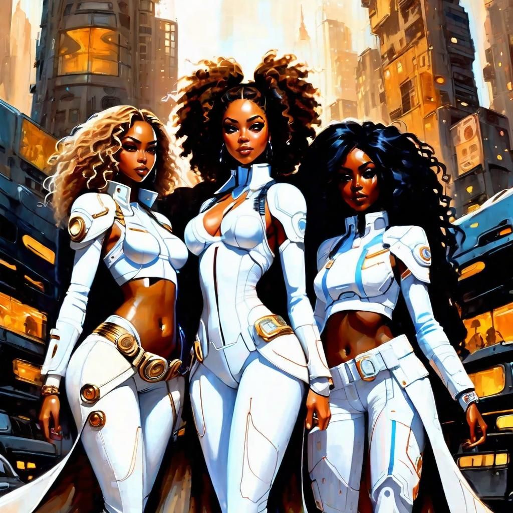 Afrofuturist Women Illustration in Digital Art Style