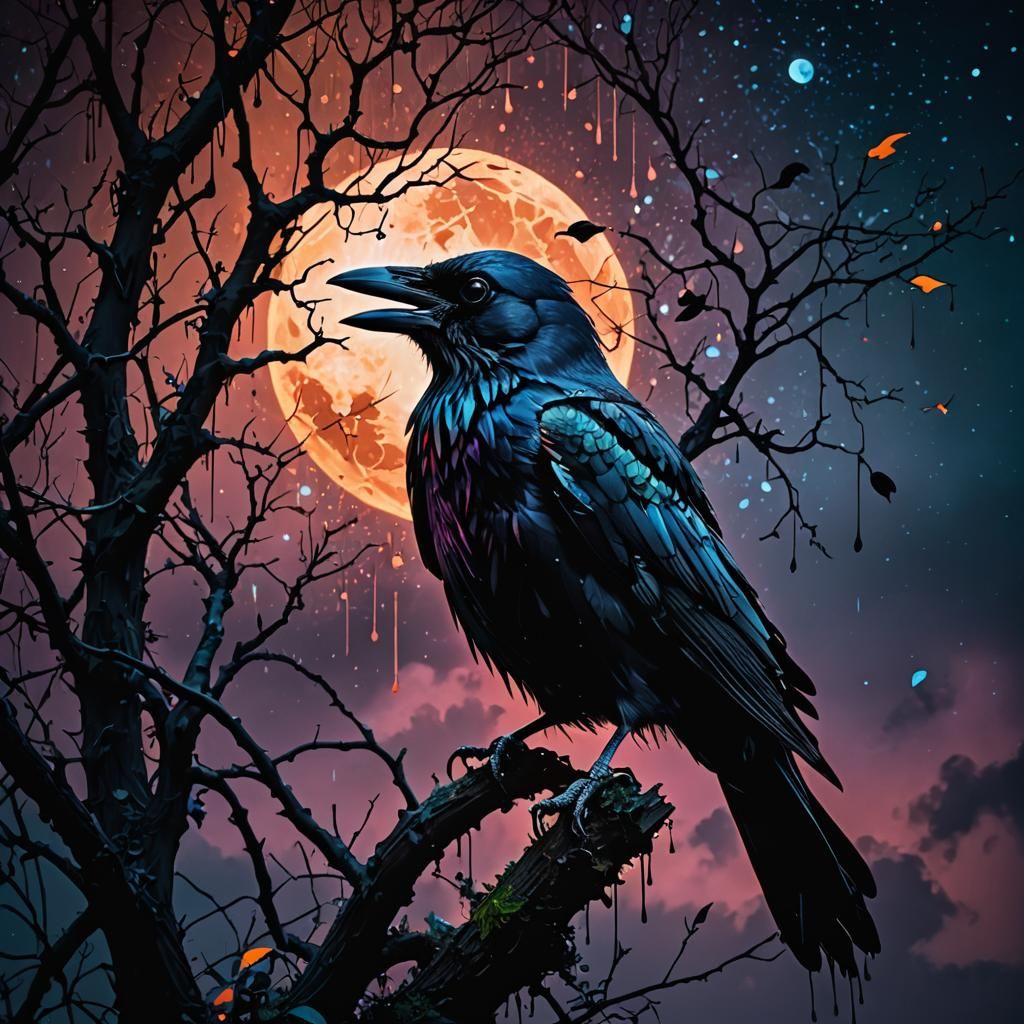 Dark fantasy crow.