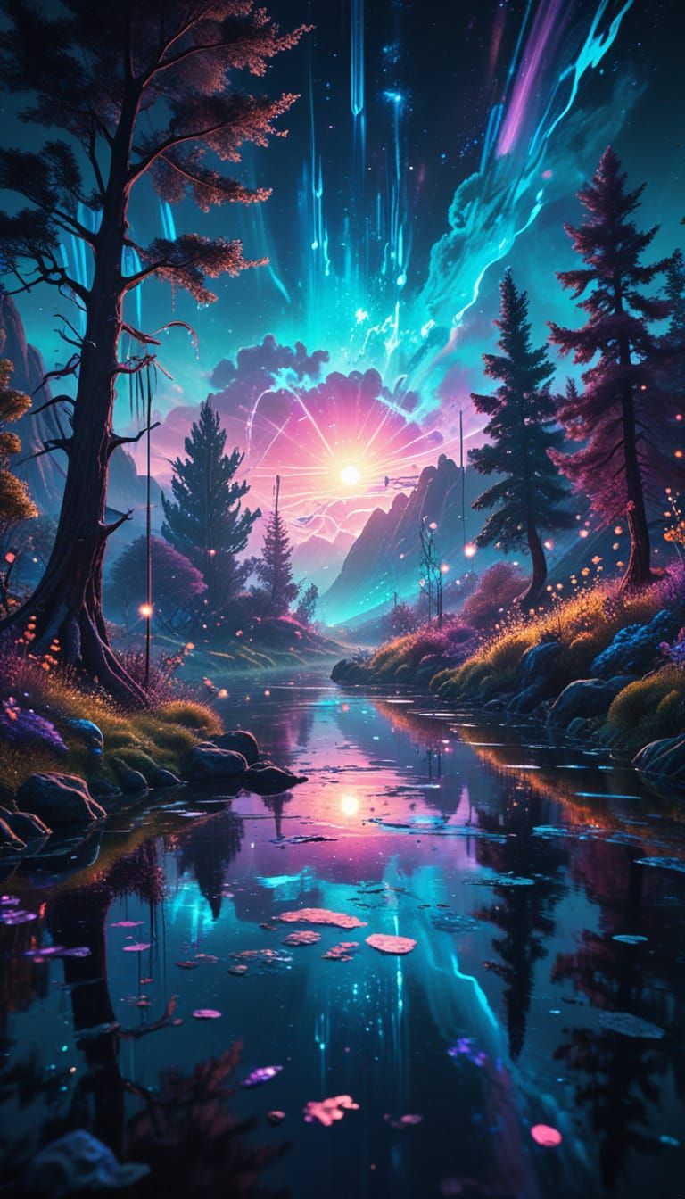 Ethereal Dreamscapes in Cosmic Holographic Style
