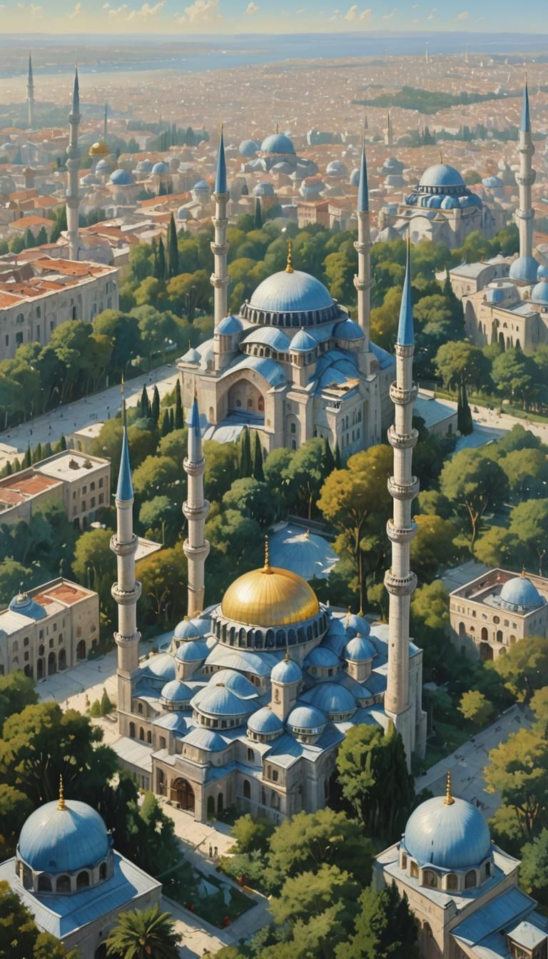 Blue Mosque in Istanbul: An Oil Painting Masterpiece