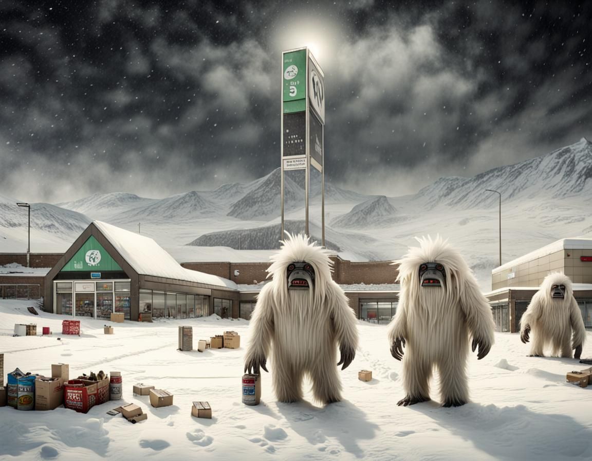 Giant Space Yetis Shop in Abandoned Mall