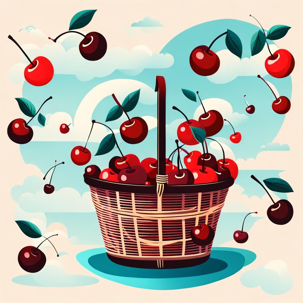 Cherries in Playful Surrealism with Hyper Modern Iconography