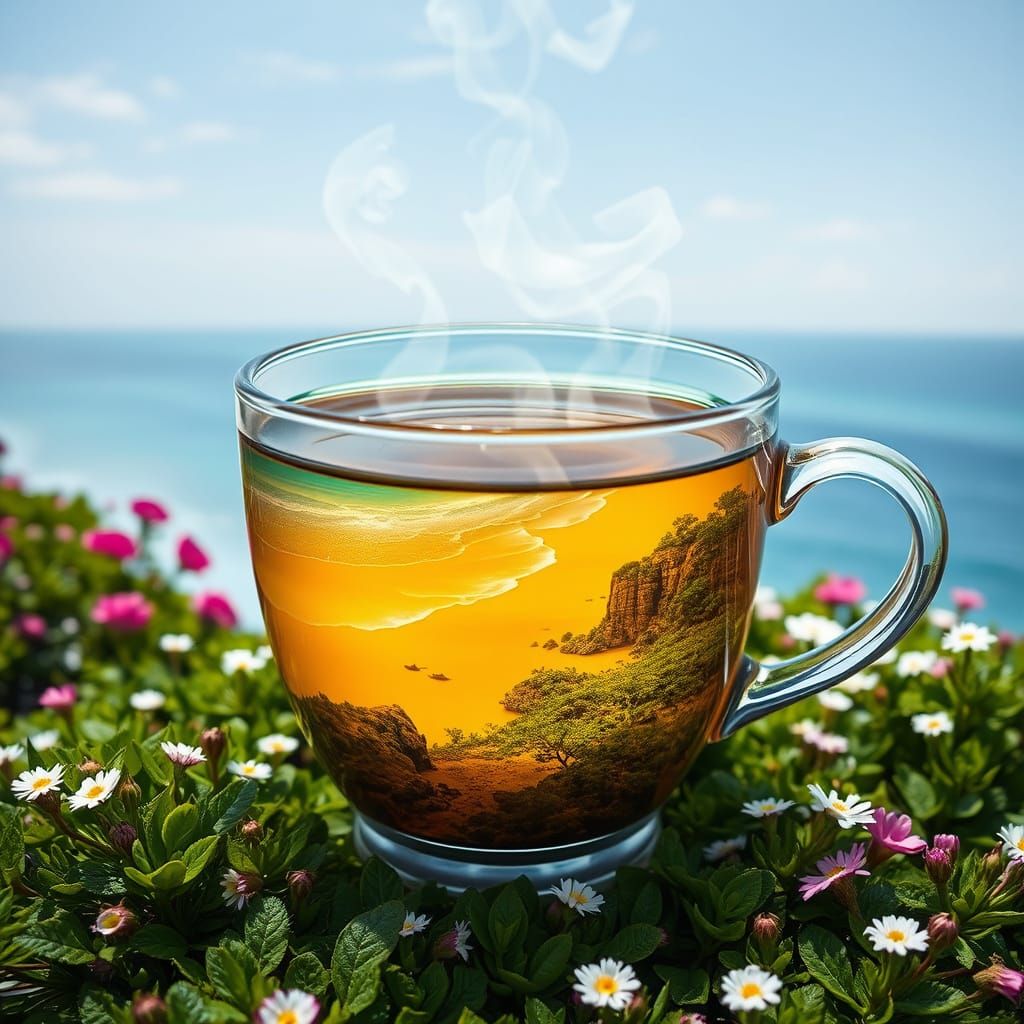 Beach in a Teacup: A Surreal AI Image