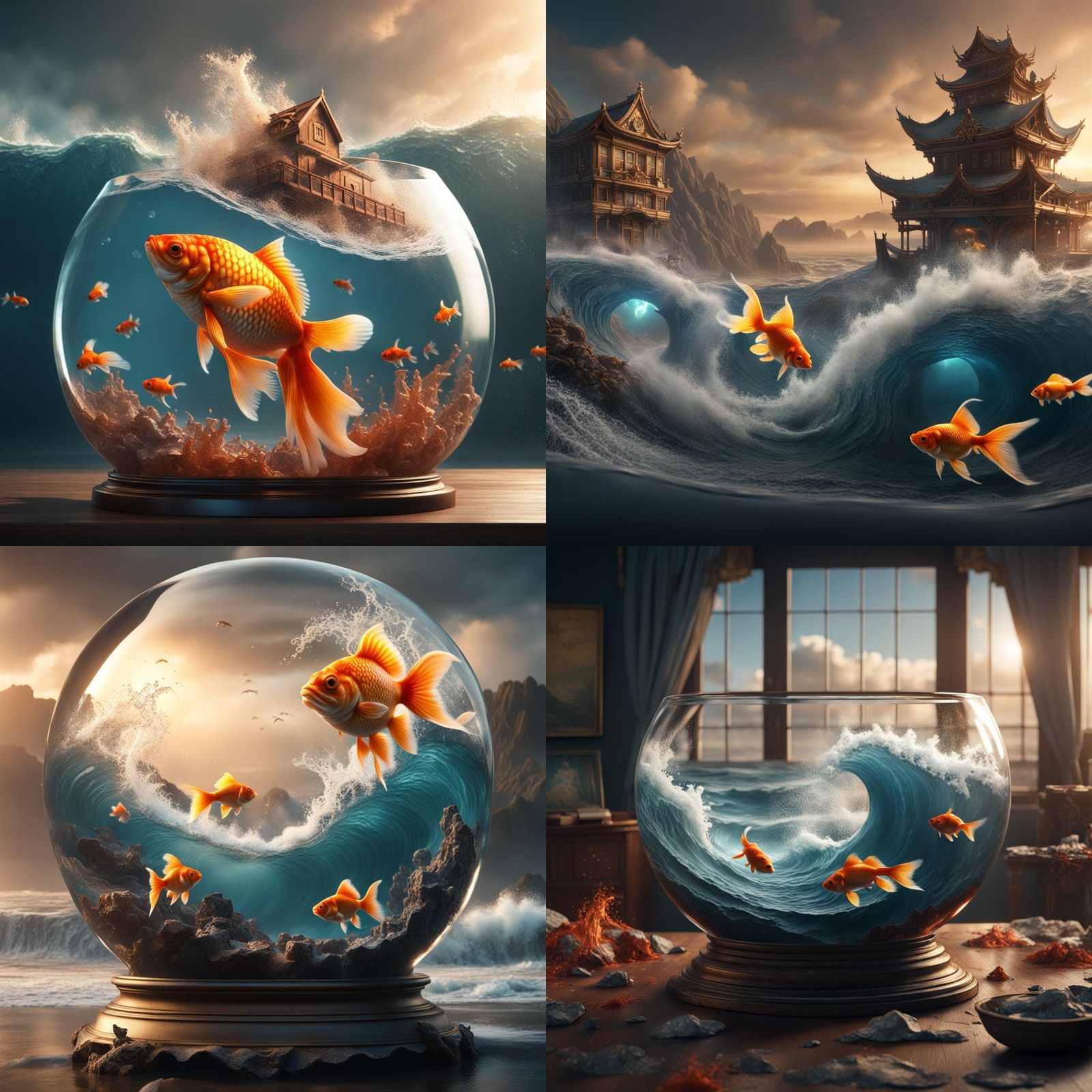 Tsunami in a Goldfish Bowl: Detailed Matte Painting