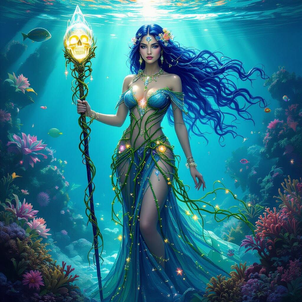 Underwater Goddess in Art Nouveau Style