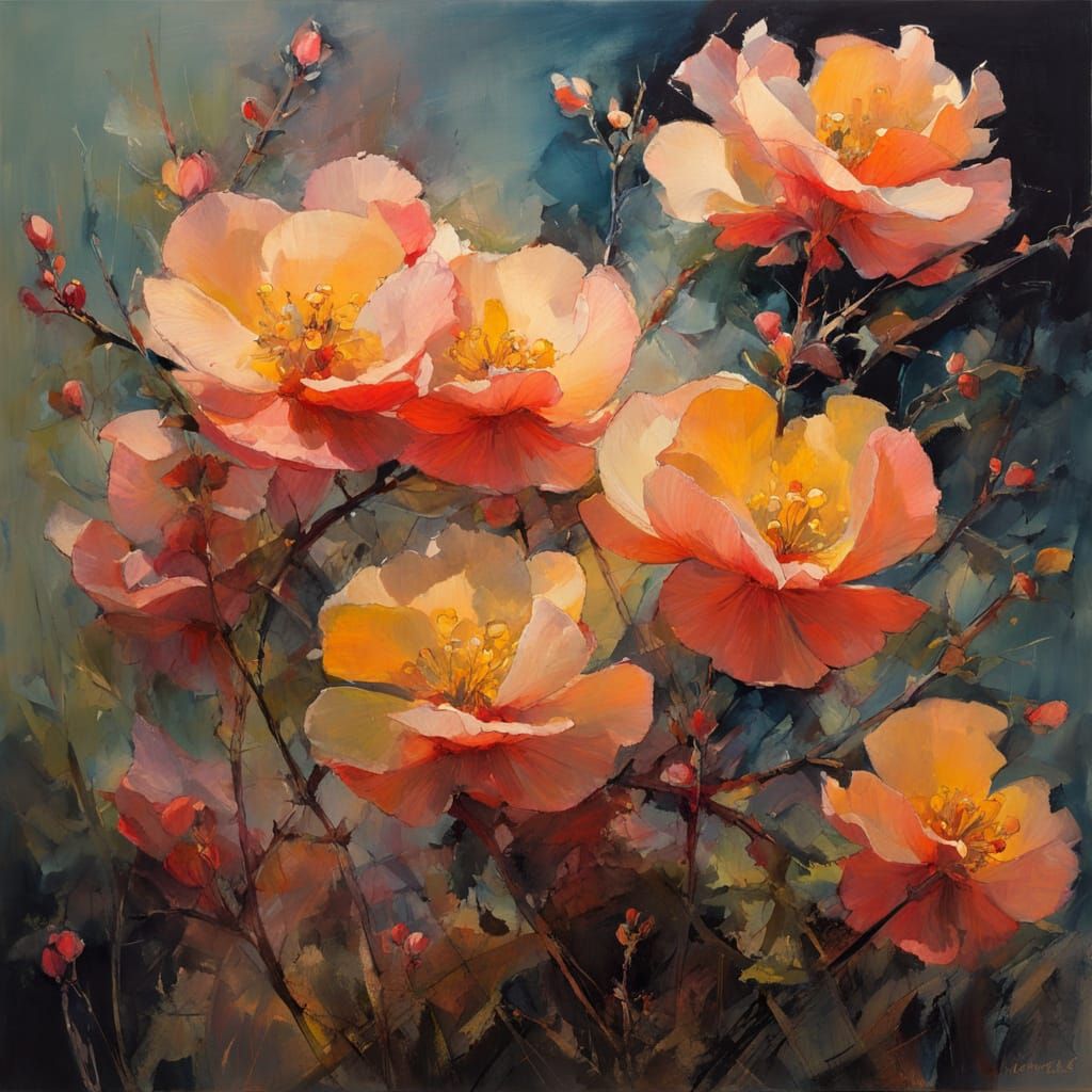 Blooming chaenomeles