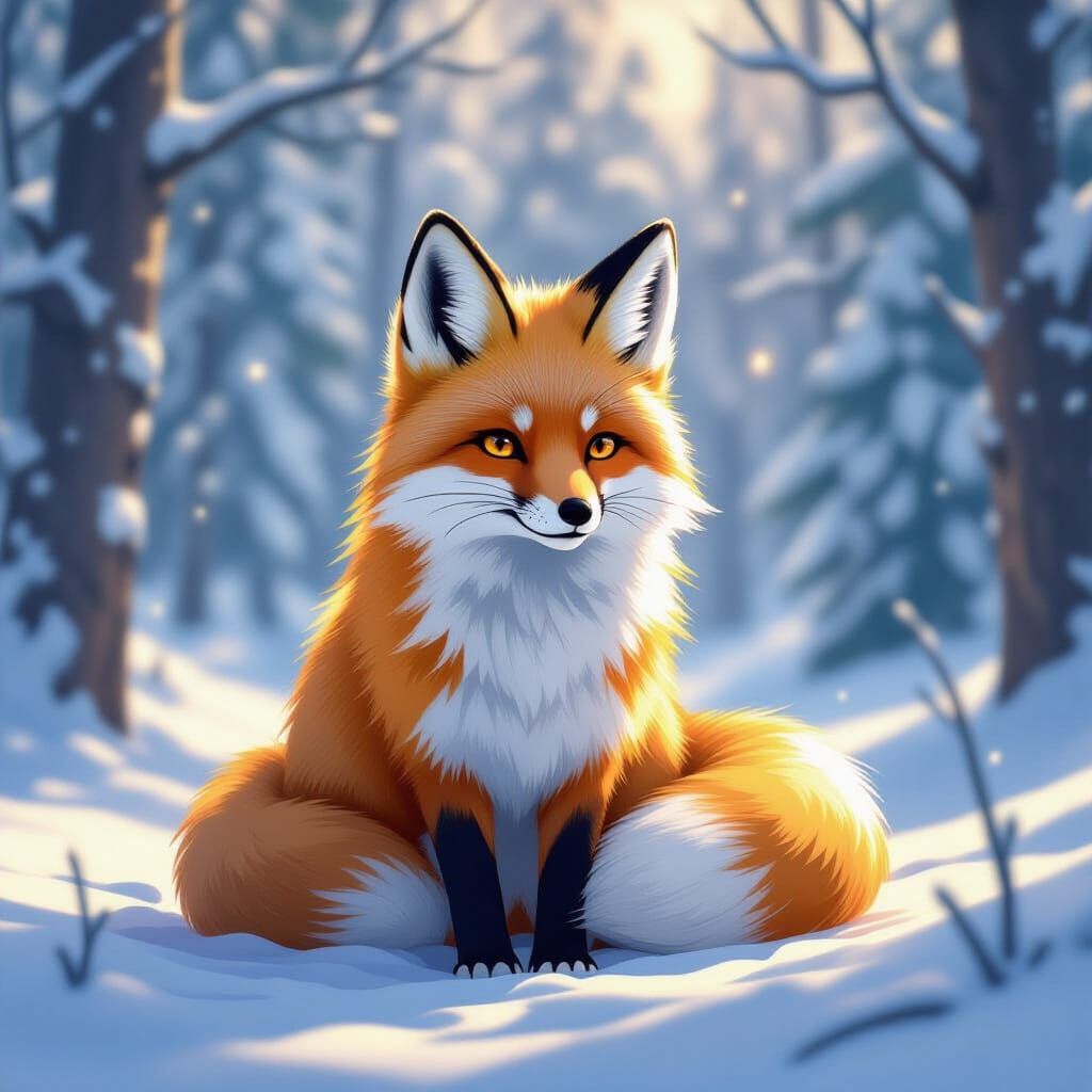 Arctic Fox in Makoto Shinkai Anime Style