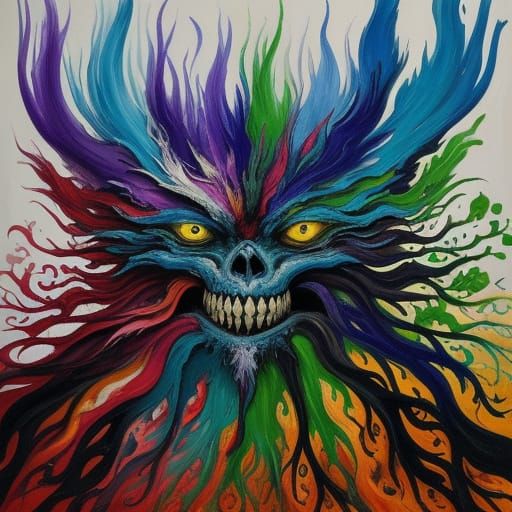 Silly Microbes in Magical Forest, Fauvist Oil Painting