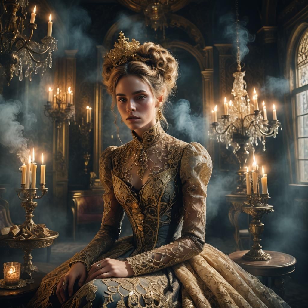 Victorian Woman Portrait in Golden Light