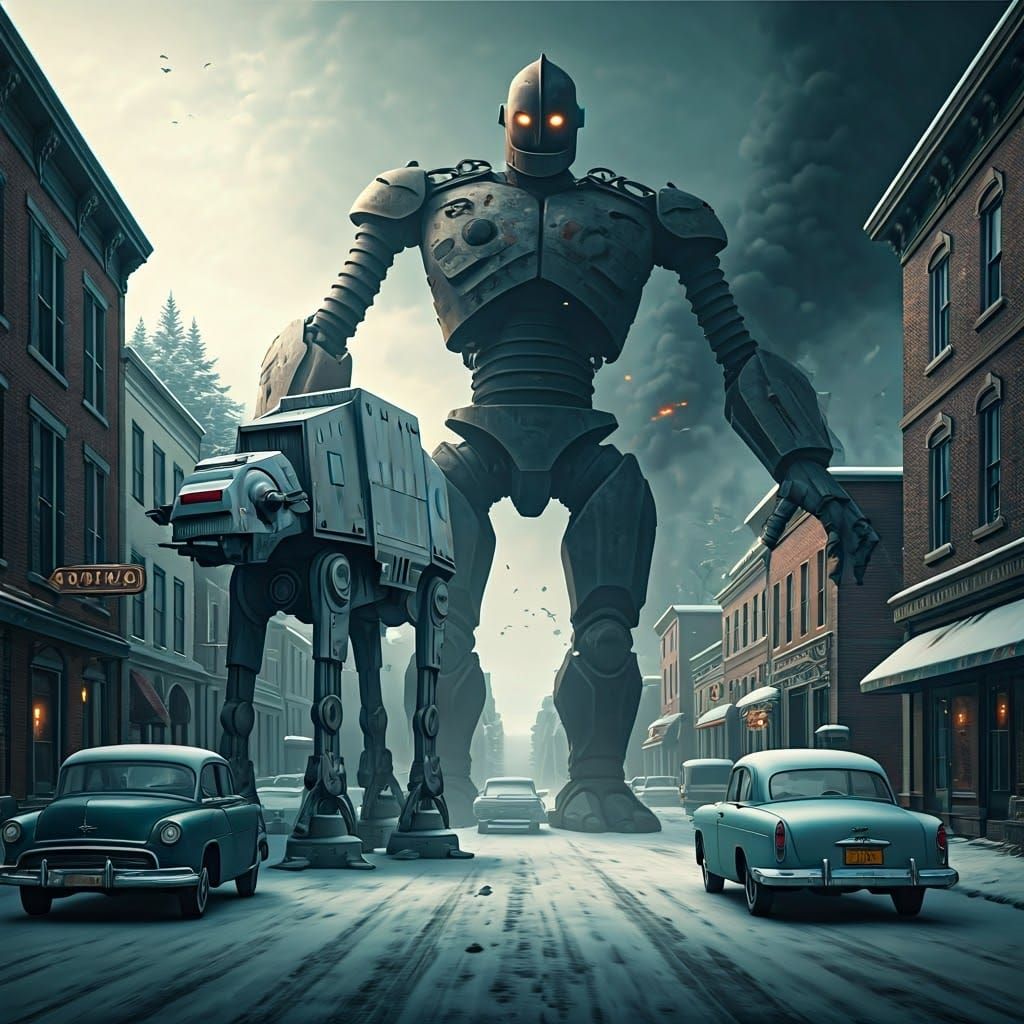 Iron Giant vs AT-AT in Rockwell, Maine