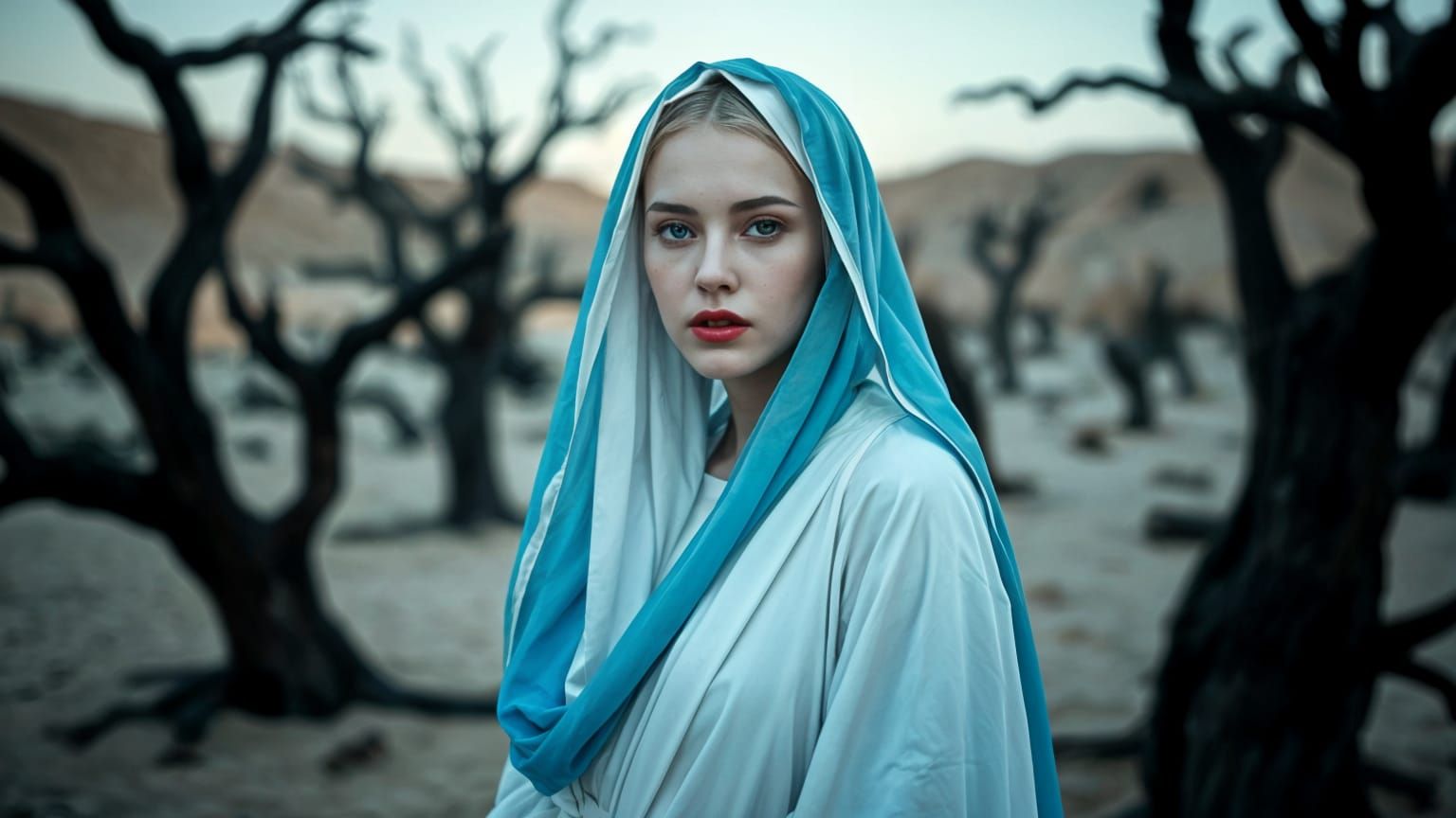 Ethereal Desert Vision in Soft Neon Hues