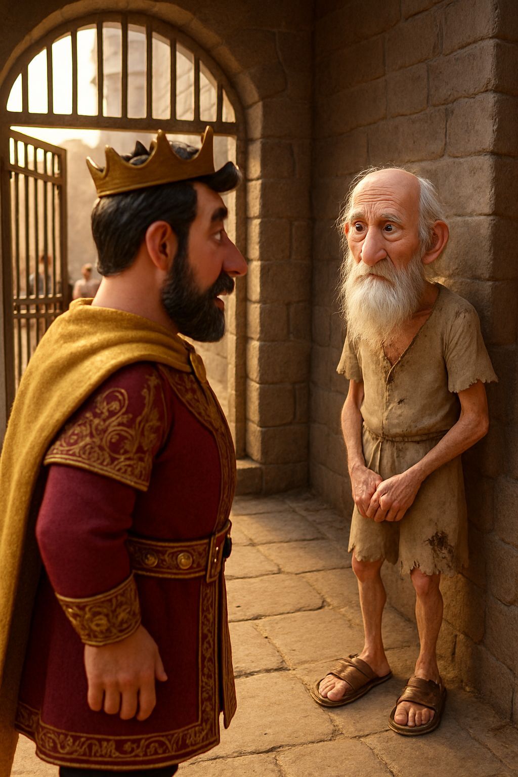 Pixar Style King Curious About Old Prisoner