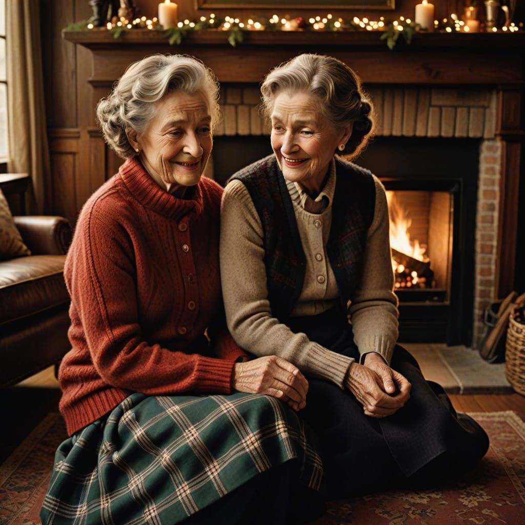 Warm Holiday Moment between Young Girl and Her Loving Grandm...