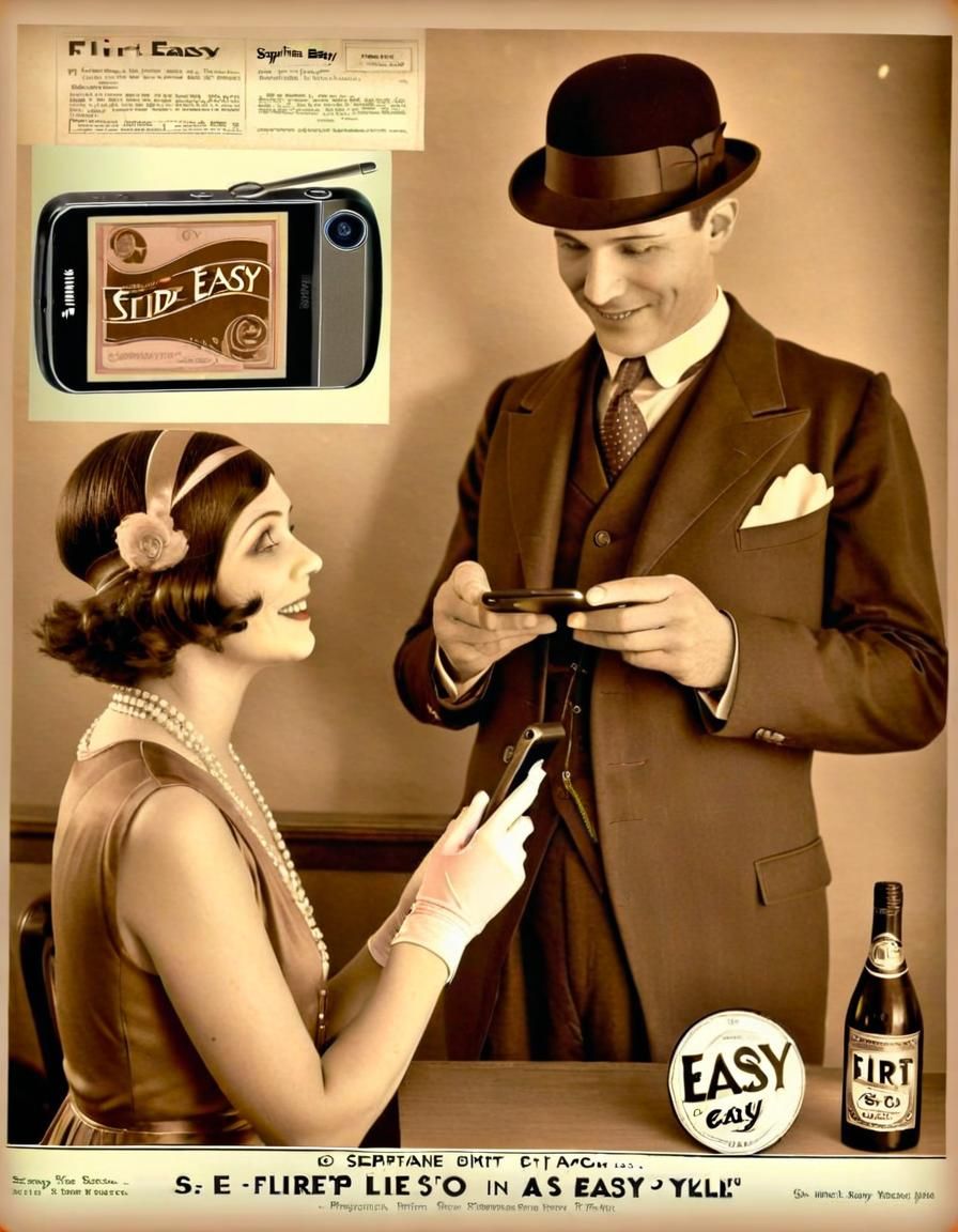 Smartphone in 1920s Sepia Advertising Style