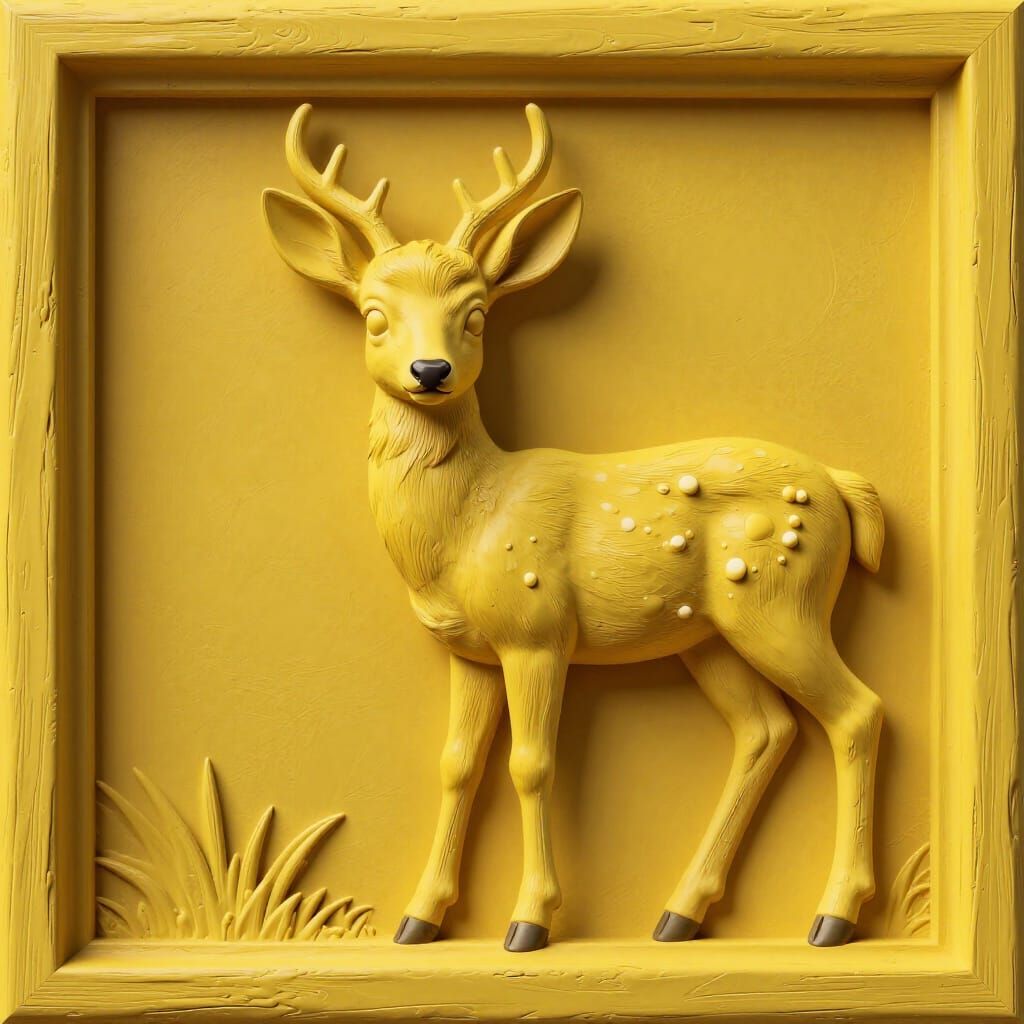 Vibrant Yellow Baby Deer 3D Render