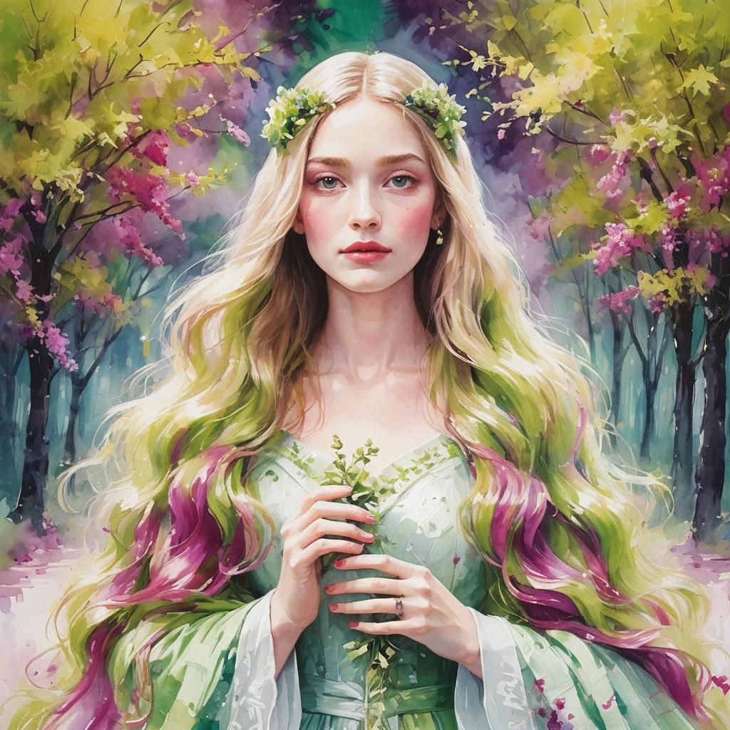 Abstract Green and Magenta Color Fusion