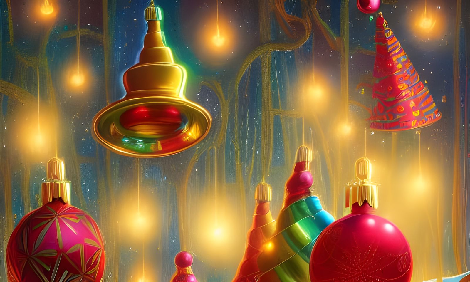 Magical Christmas Hat Decoration in Colourful Fantasy Art