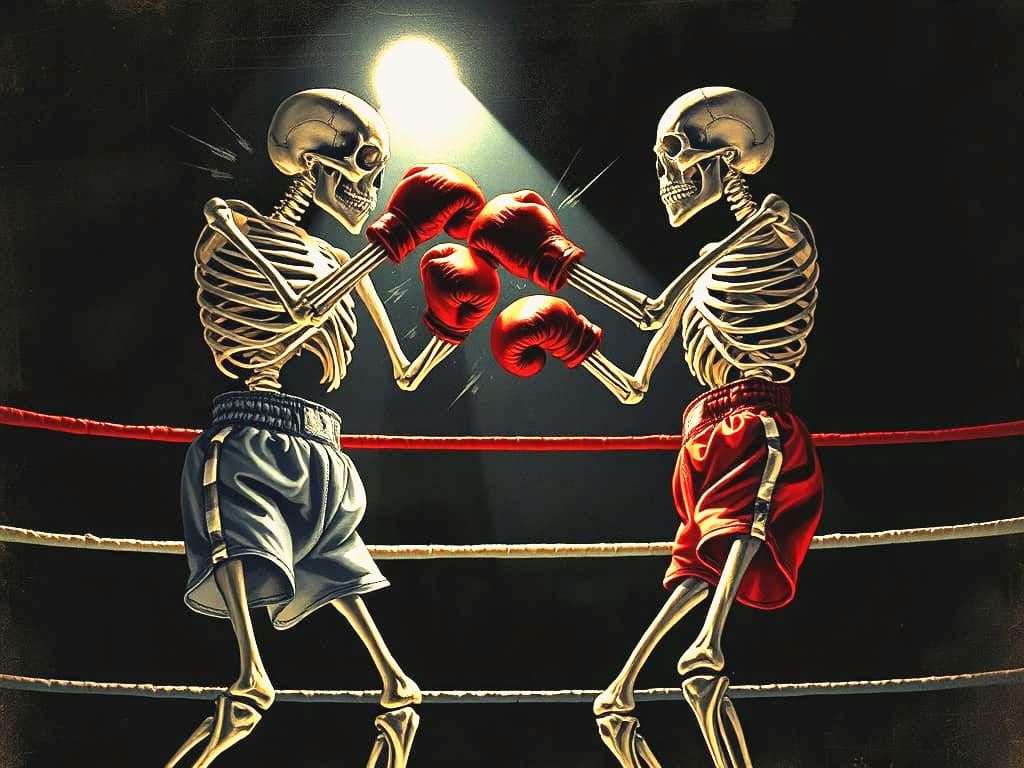 Skeletons Boxing Match in Full Swing