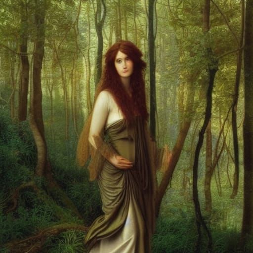 Pre-Raphaelite Forest Lady