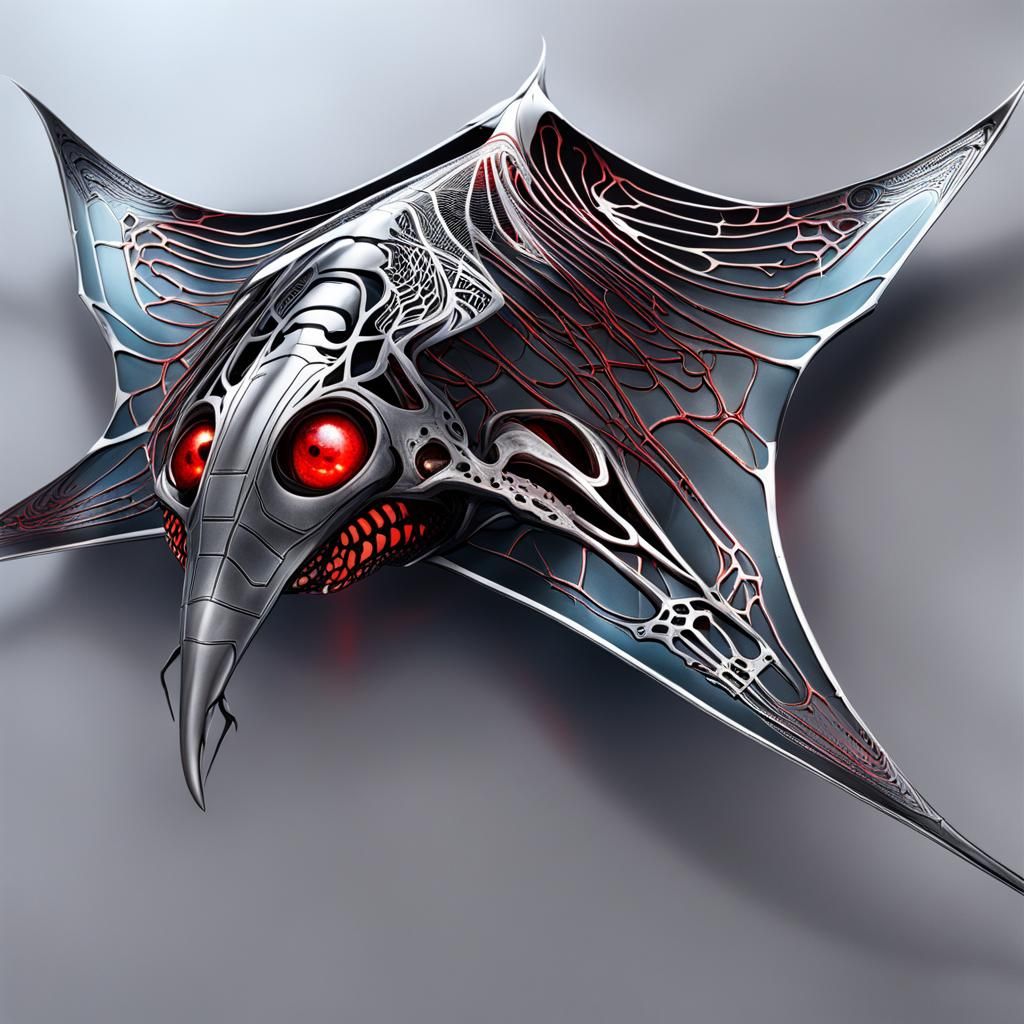 Futuristic Manta Ray with Silver Veins