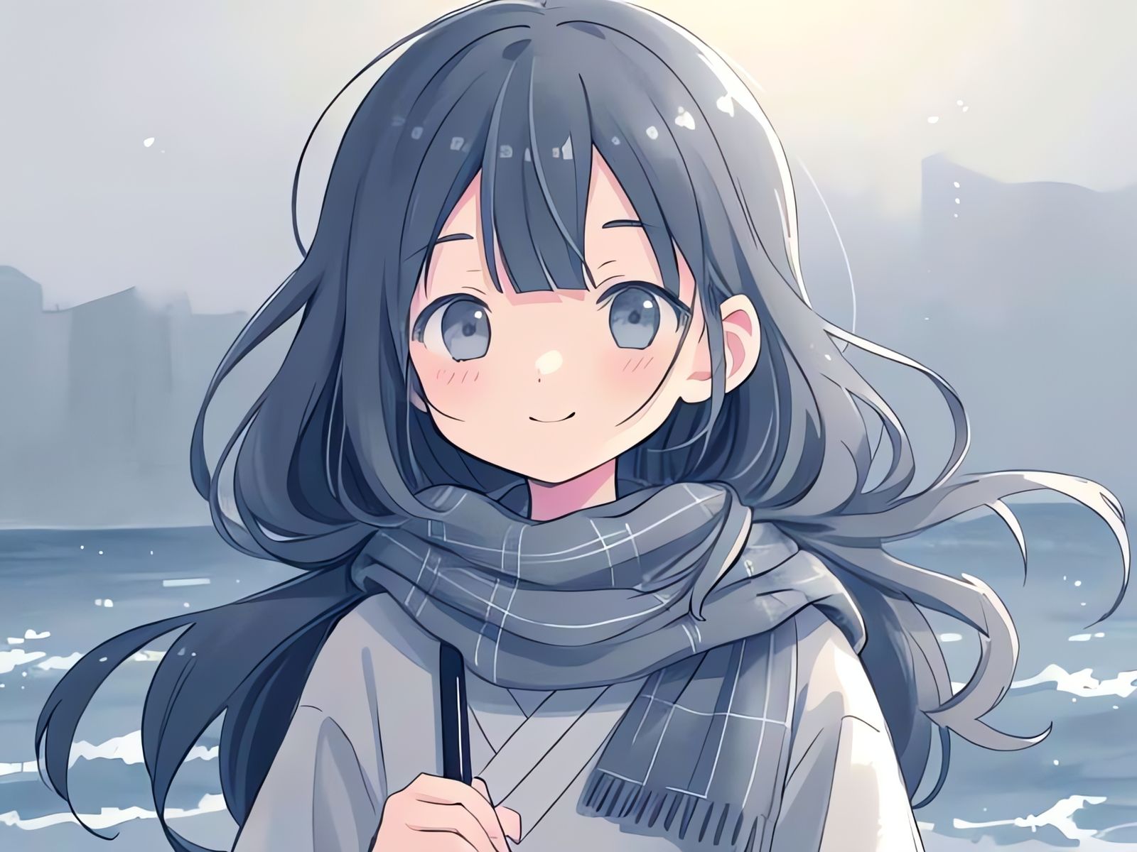 Impressionistic Anime Girl with Camera in Soft Focus