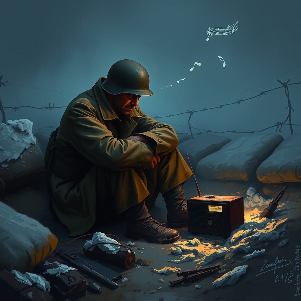 War-Torn Soldier Finds Solace in Melancholy Melody