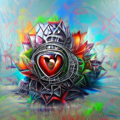 Heart Chakra Mandala: 3D Metal Illustration in HDR