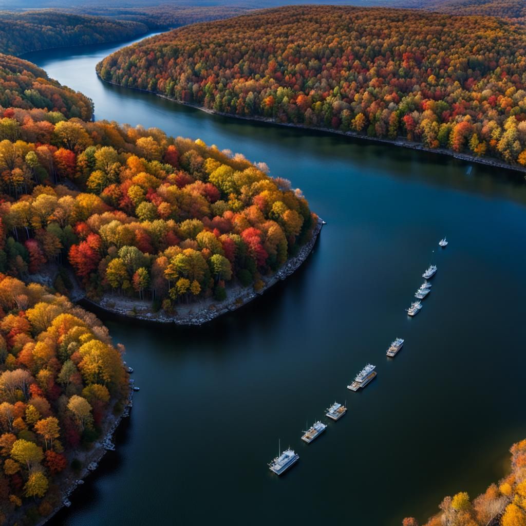Lake of the Ozarks Aerial View in Autumn