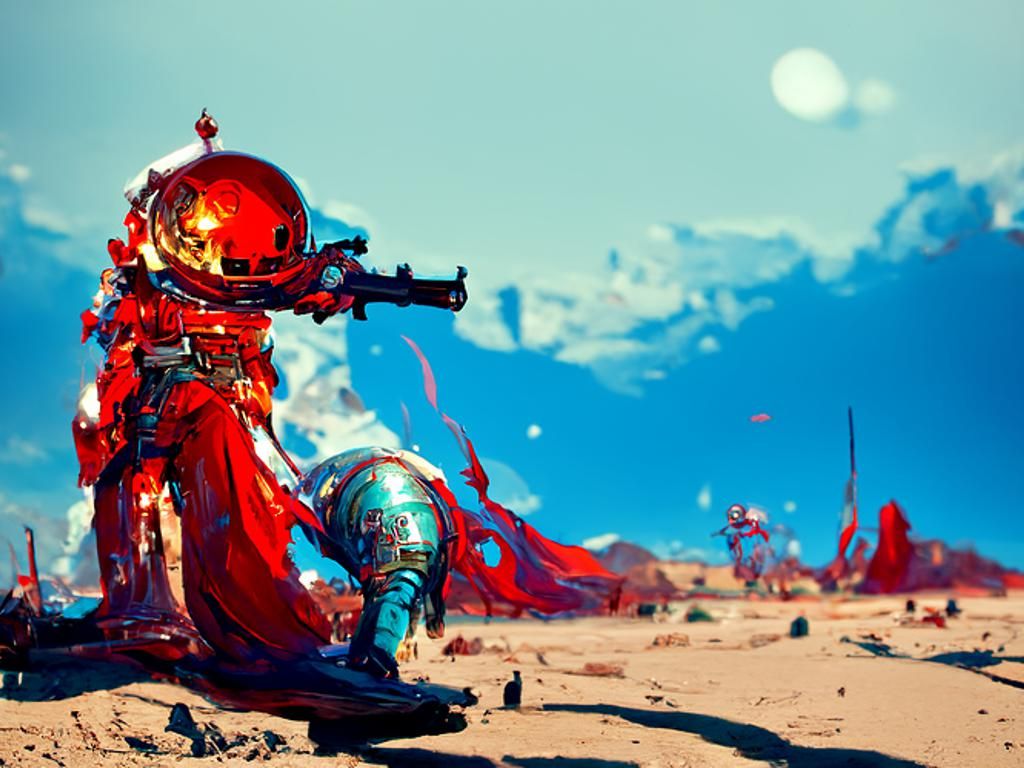 Red Wasteland Astronaut Concept Art in Unreal Engine 5