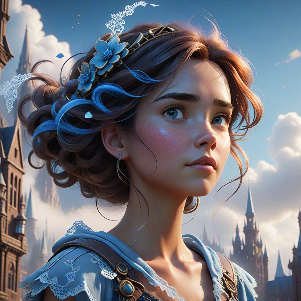 Ethereal Cloud City Goddess in Whimsical Fantasy Landscapes