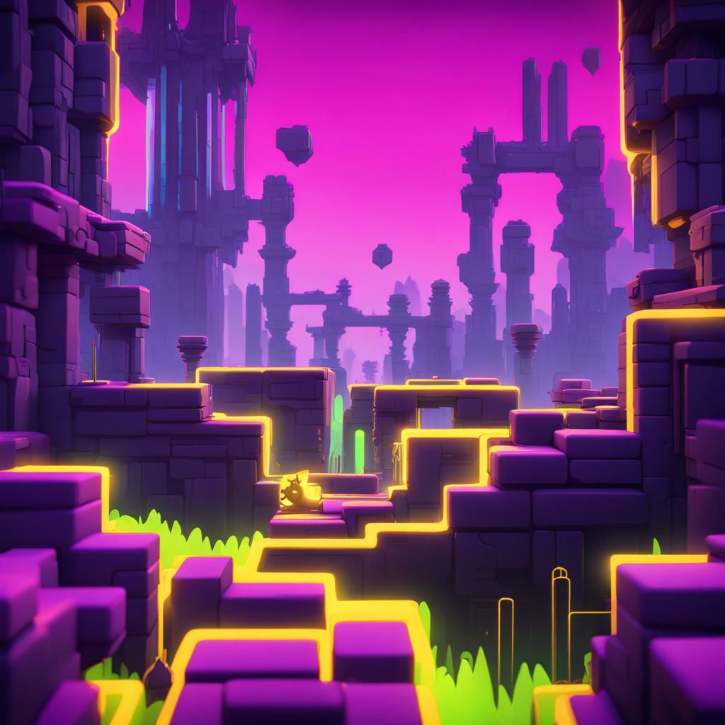 Geometry Dash: Detailed Matte Painting in Deep Color