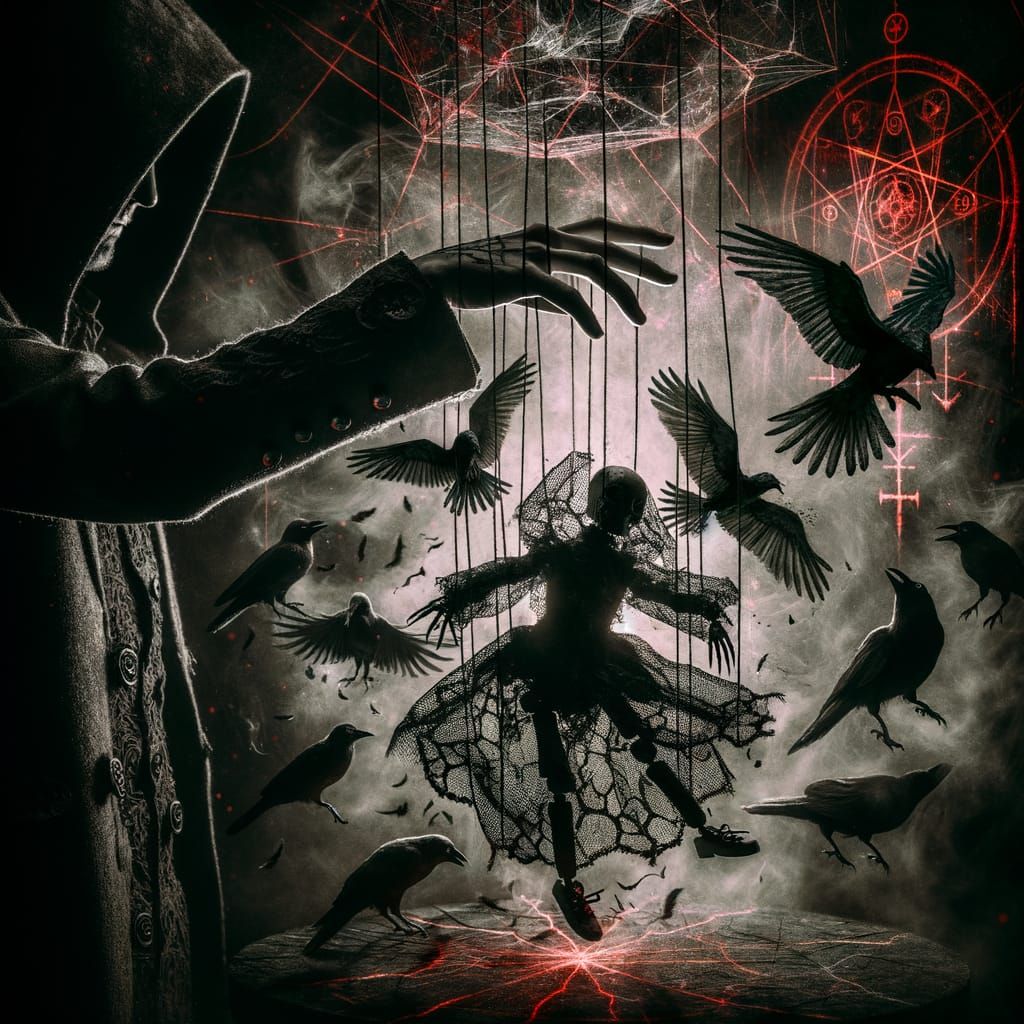 Mysterious Figure Commands a Haunted Marionette in Dark Fant...