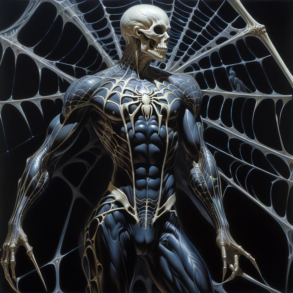 Horror Art: Male Figure Made of Spiderwebs