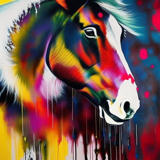 Animal with Marbling and Splatter Effects