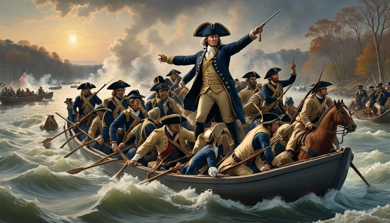 Create a dramatic scene depicting General George Washington ...
