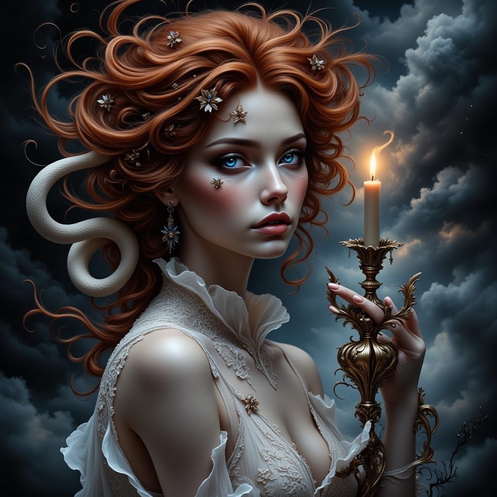 Mystical Gothic Goddess with Celestial Beauty