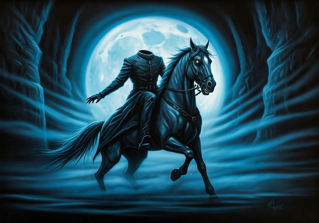 Evil Headless Horseman in Airbrush Art