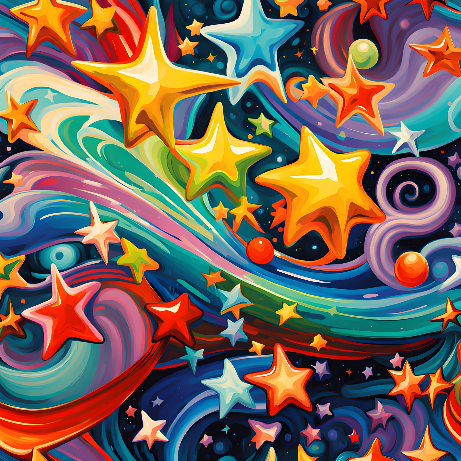 Stellar Vortex in Iridescent Oil Painting Style