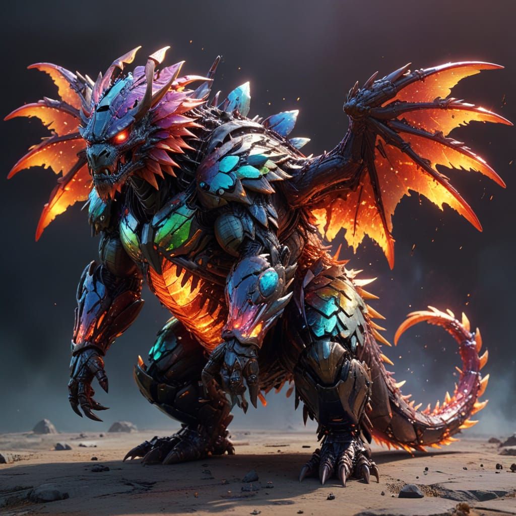 Cyberpunk Beast Radiates Molten Energy