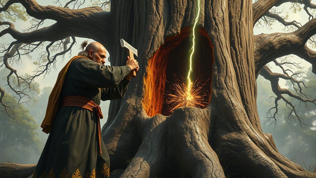 St. Boniface Chops Donar Oak, Matte Painting