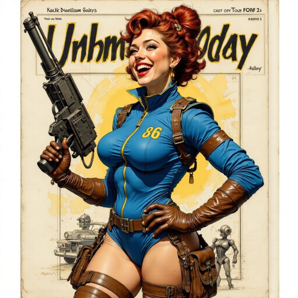 Vault Dweller on Vintage Fallout Magazine Cover