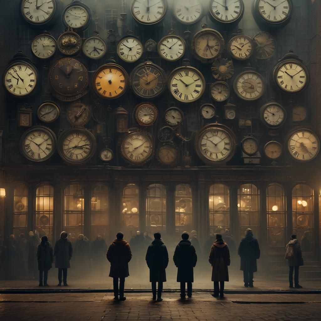 Ethereal Clockwork in a Foggy Alleyway