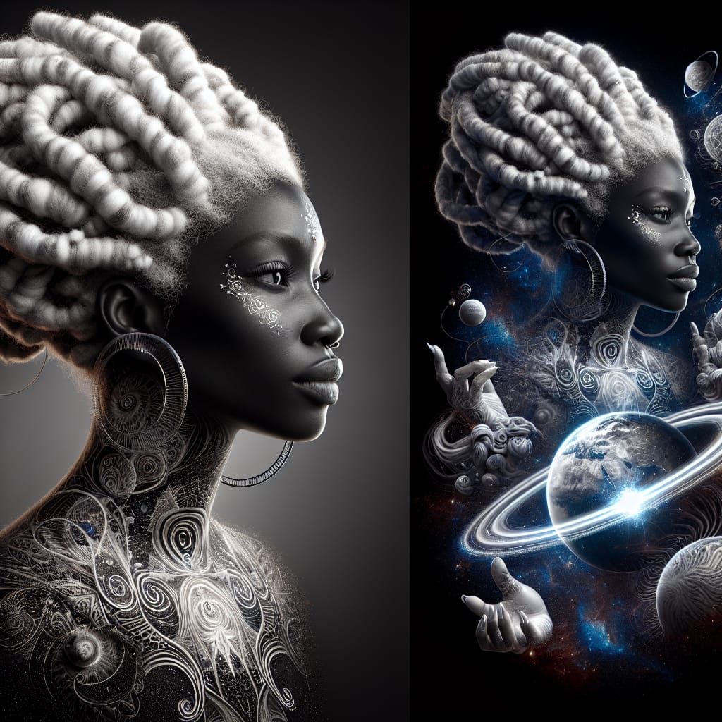 AfroGoddess with Cosmos Tattoo in 8K